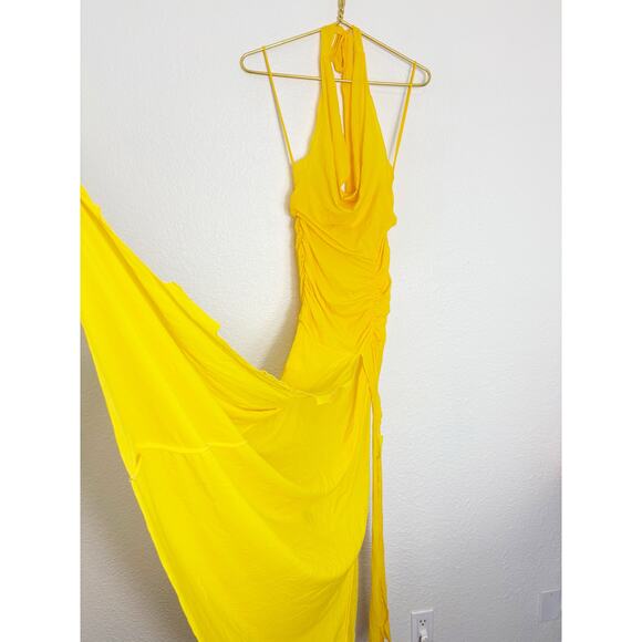 NWT Revolve Indah JLo's Evening Gown Small Limoncello Yellow Mesh Resort Wear - Picture 11 of 14